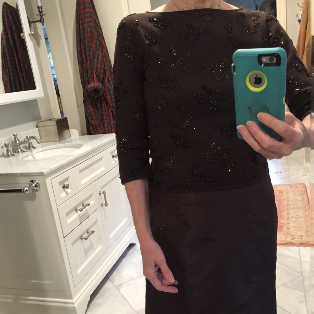 Evening Gown. Formal beaded top and silk skirt